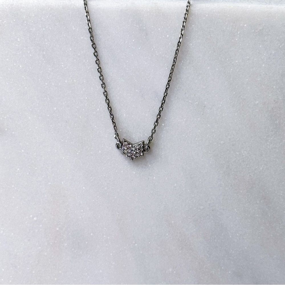 NWOT BaubleBar Rhinestone Chevron Layering Necklace in Silver Tone